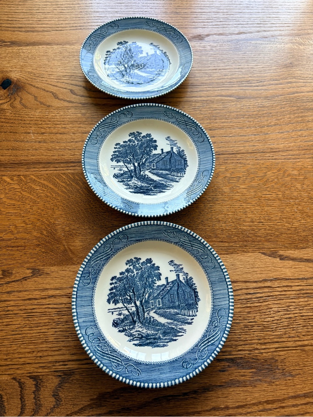 Vintage Currier & Ives Washington’s Birthplace set of three plates- ~7.25 inches - Picture 2 of 15